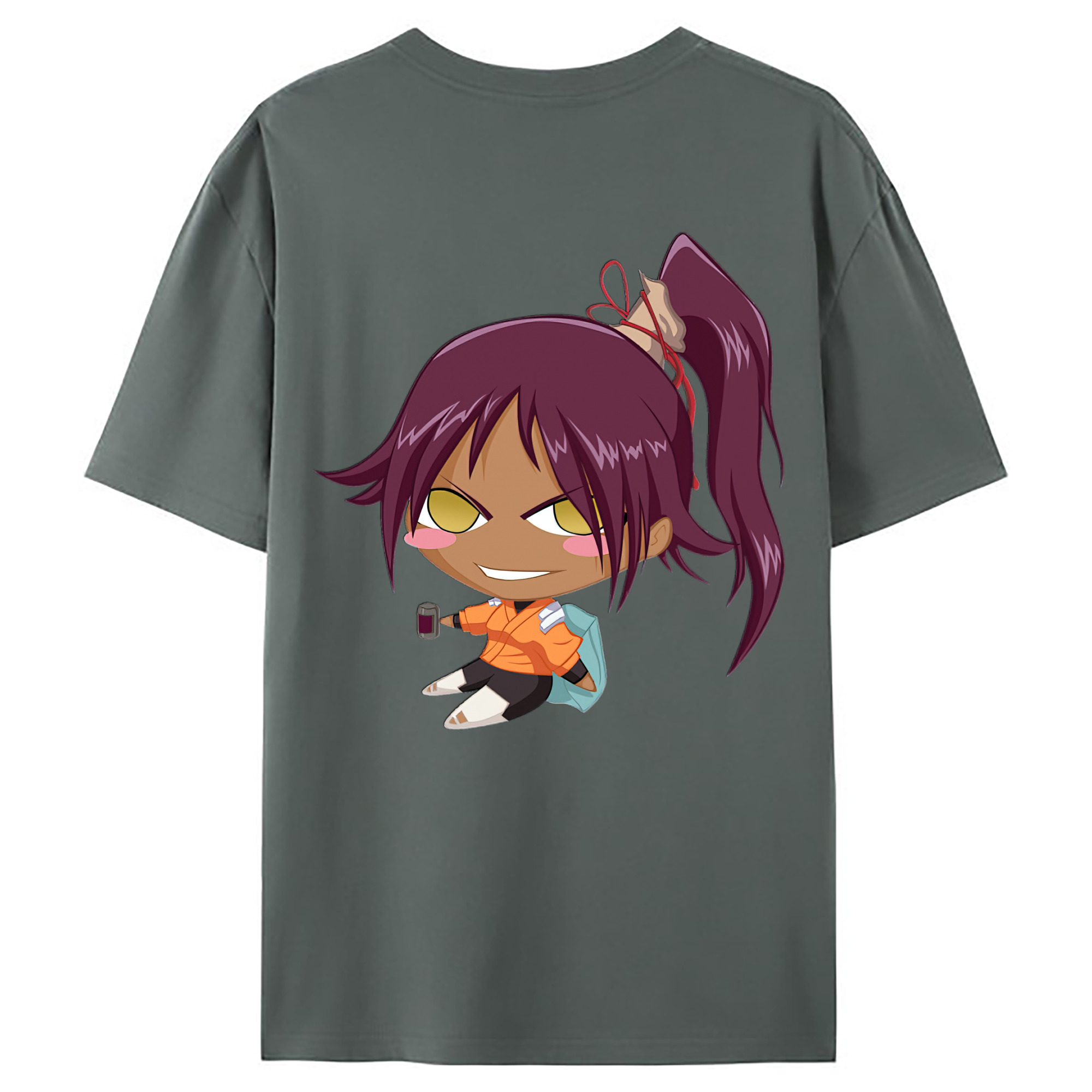 （画像用） ブリーチ 四楓院 夜一（しほういん よるいち） BLEACH Shihouin Yoruichi 綿100％ メンズ半袖Tシャツ（バックプリント） 通気性